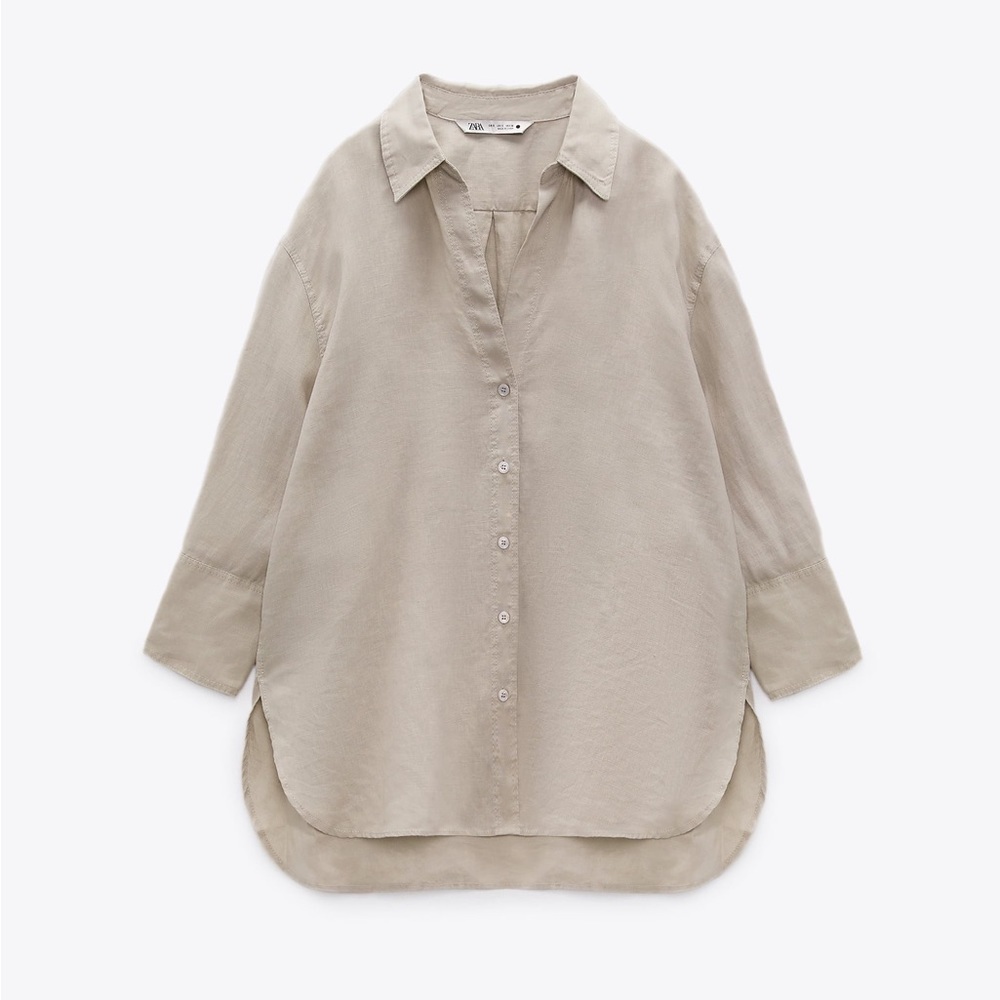 Brand New Zara Long Sleeve Linen Shirt Size XL - Picture 2 of 4